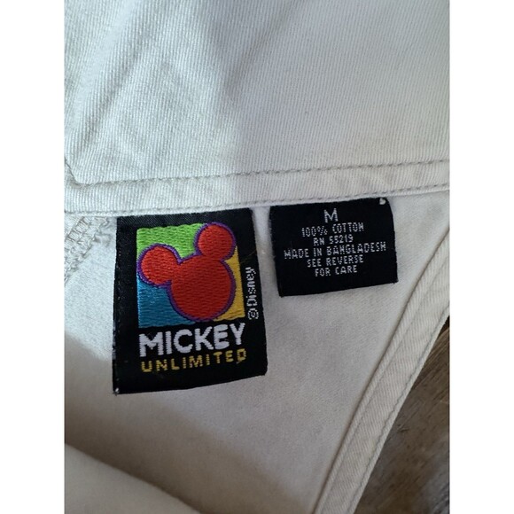 Vintage 90s Disney Mickey Unlimited Jerry Leigh White Bib Overall Shorts Embroid - Picture 7 of 8